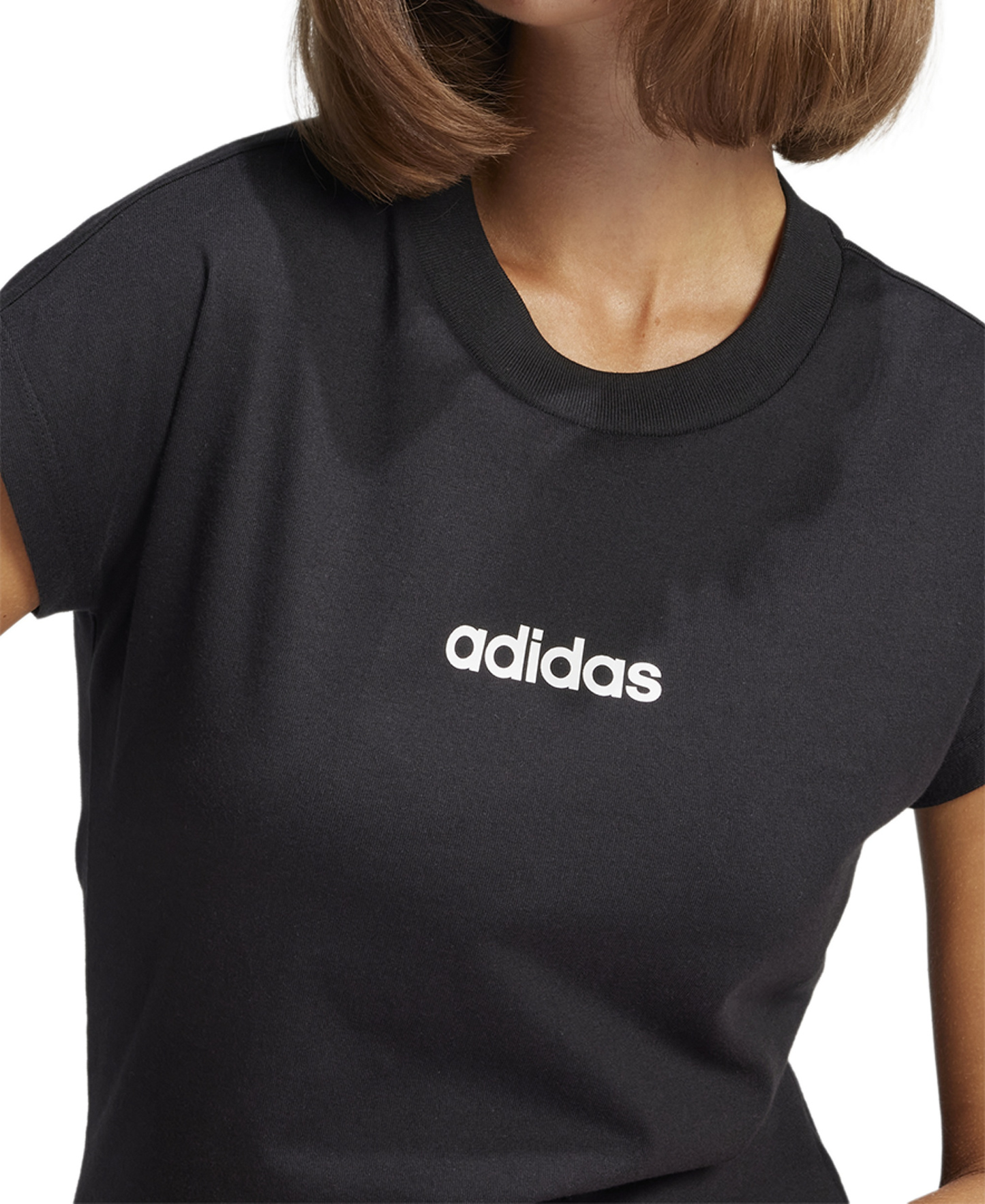 adidas Women's Essentials Linear Cotton T-Shirt - Black