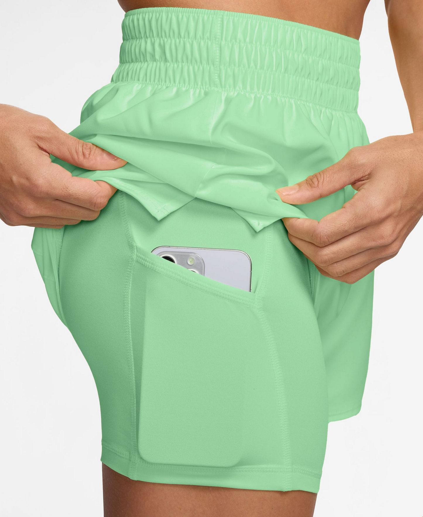 Nike Women's One Dri-Fit High-Waist 2-in-1 Shorts - Cucumber Calm/white
