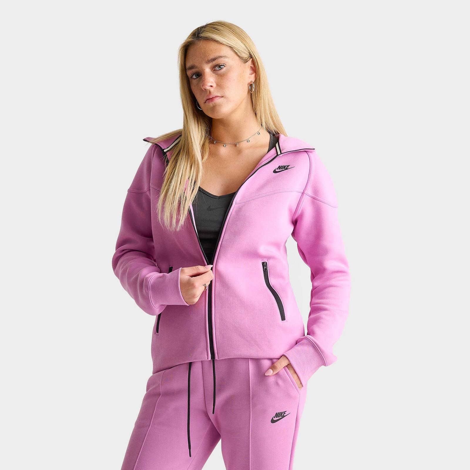 Women's Nike Sportswear Tech Fleece Windrunner Full-Zip Hoodie - Light Magenta/Black