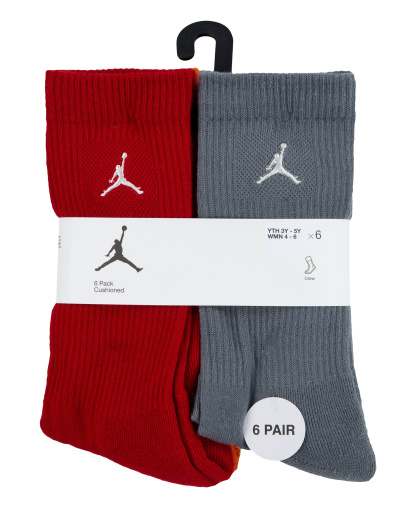 Jordan Boys' and Girls' 5-11 Everyday Essentials Crew Socks, 6-Pack - Starfish