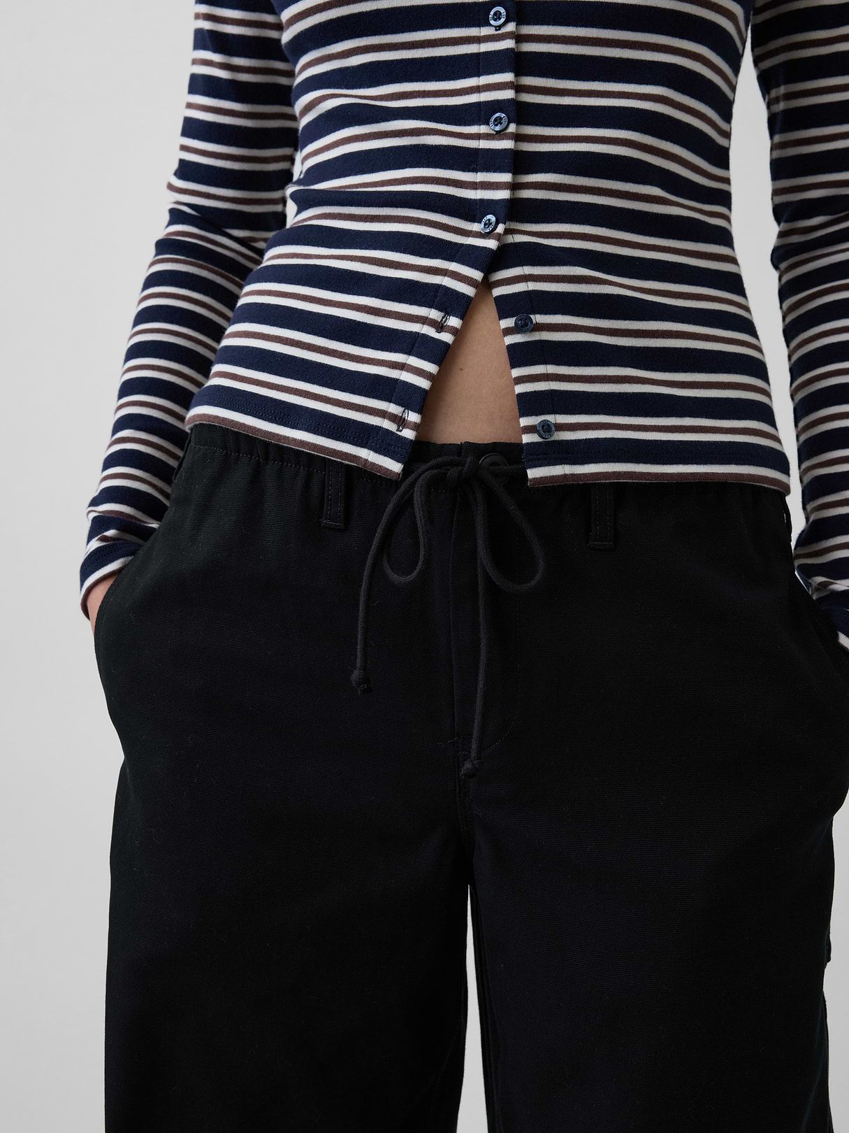Canvas Easy Baggy Barrel Cargo Pants - Black