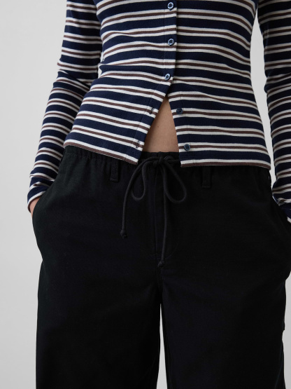 Canvas Easy Baggy Barrel Cargo Pants - Black