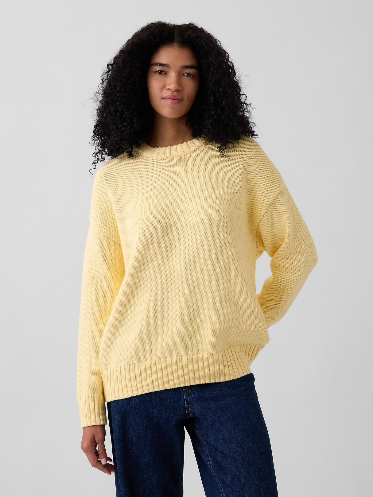 100% Cotton Oversized Sweater - Yellow maize