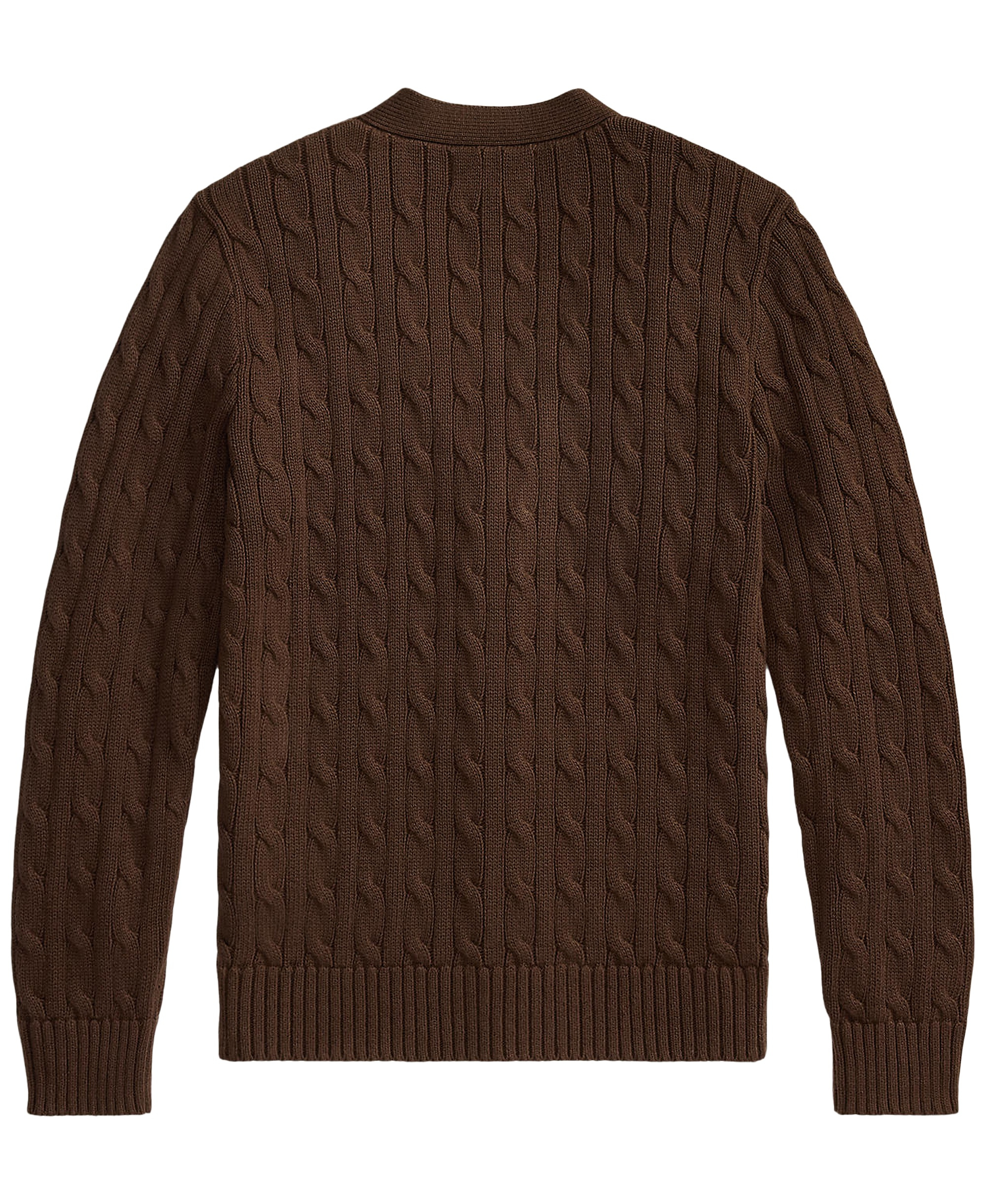 Polo Ralph Lauren Big Boys Cable-Knit Cotton V-Neck Cardigan Sweater - Nutmeg Brown
