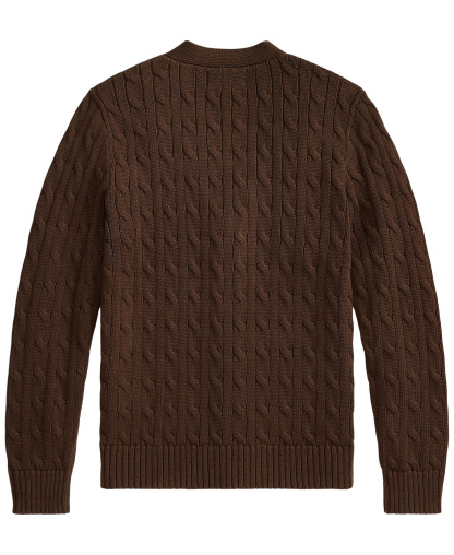 Polo Ralph Lauren Big Boys Cable-Knit Cotton V-Neck Cardigan Sweater - Nutmeg Brown