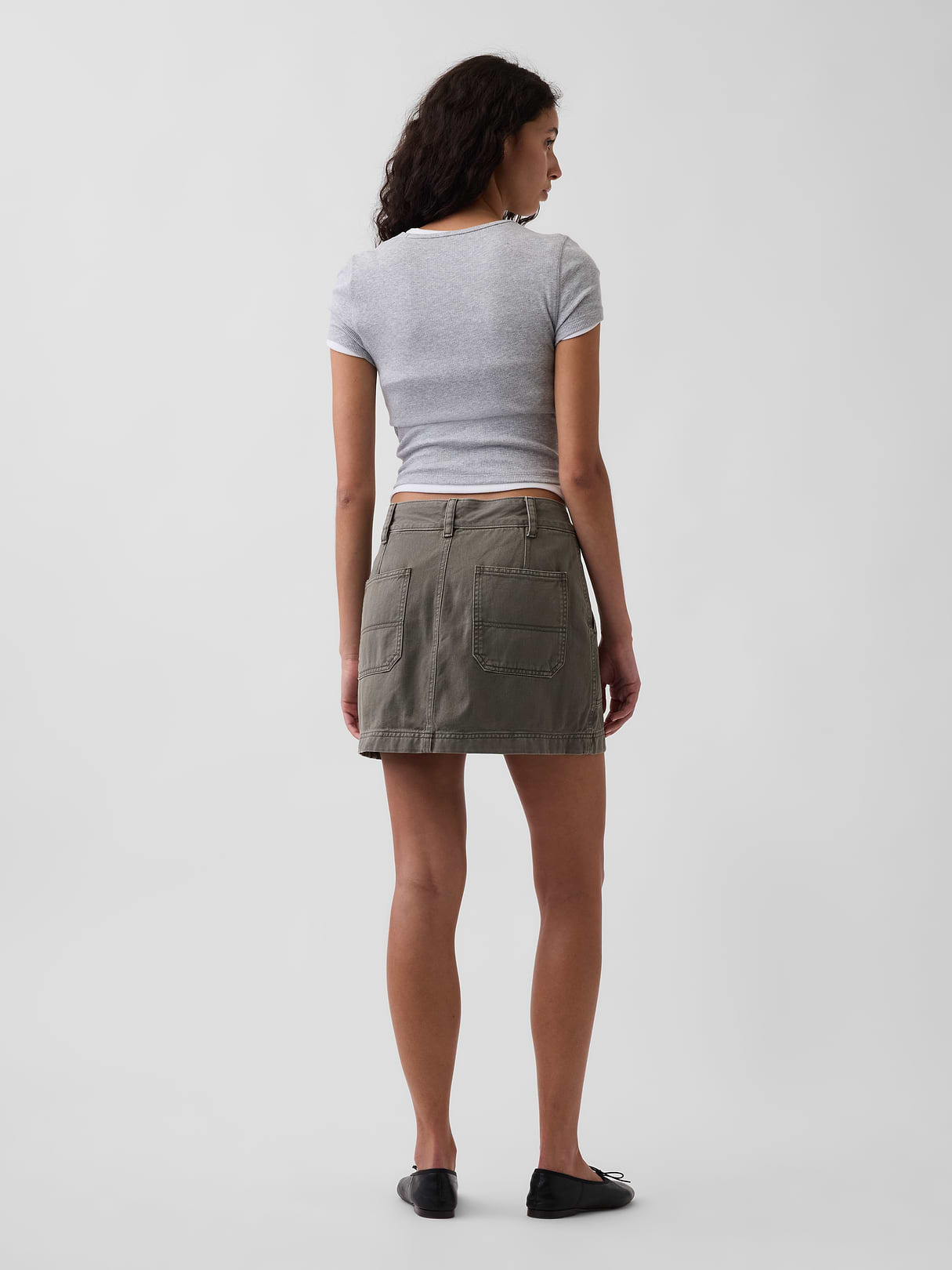 High Rise Mini Utility Skort - Black moss green