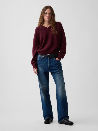 CashSoft Oversized V-Neck Sweater - Noir red