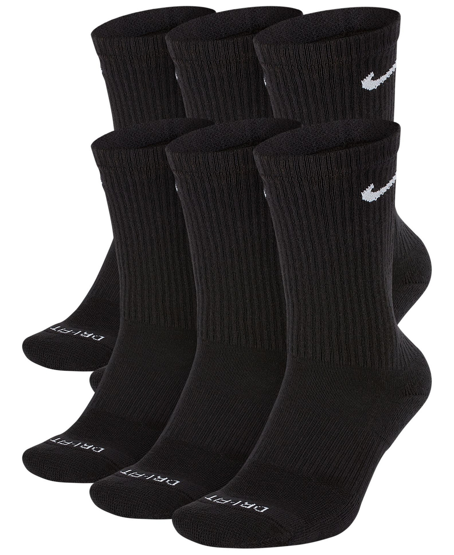 Nike Unisex Everyday Plus Cushioned Training Crew Socks, 6-Pack - Black