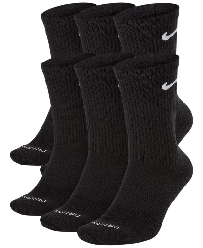 Nike Unisex Everyday Plus Cushioned Training Crew Socks, 6-Pack - Black