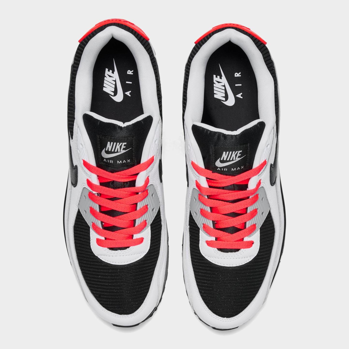 Men's Nithtke Air Max 90 Casual Shoes - Part 1 - White/Black/Bright Crimson/Light Smoke Grey - Top view