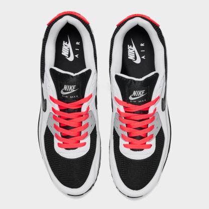 Men's Nithtke Air Max 90 Casual Shoes - Part 1 - White/Black/Bright Crimson/Light Smoke Grey - Top view