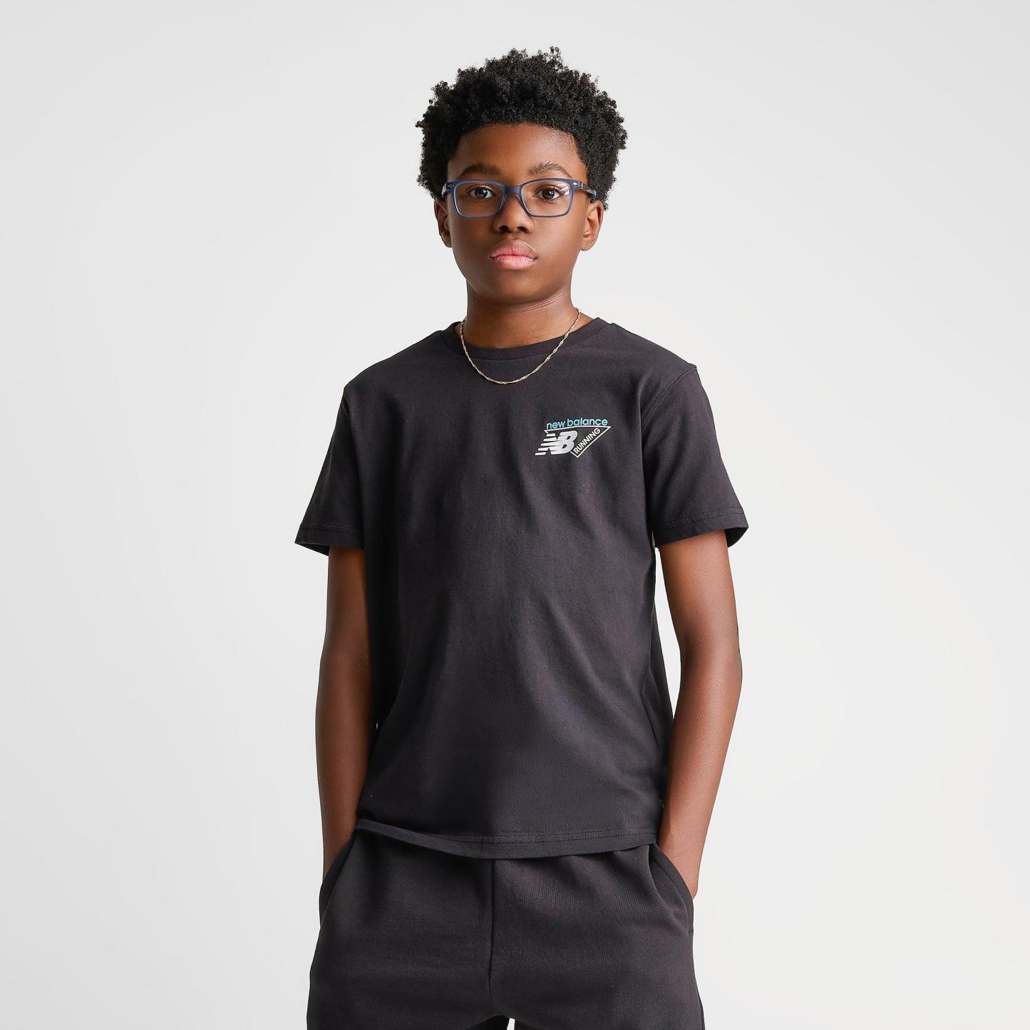 Big Kids' New Balance Running Triangle T-Shirt - Caviar - view 3