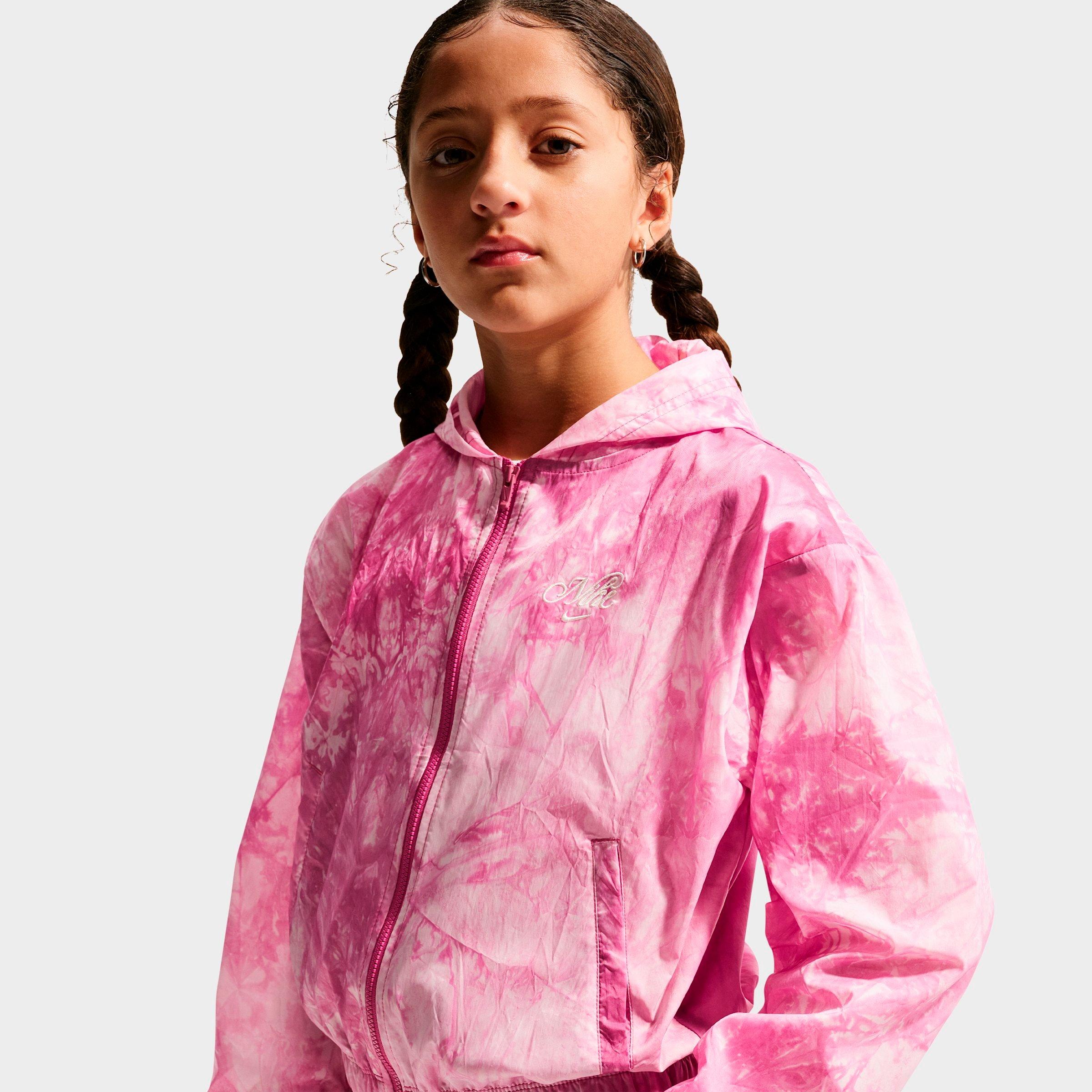 Girls' Big Kids' Nithtke Sportswear Club Woven Full-Zip Track Jacket - Sweet Beet/Soft Pearl
