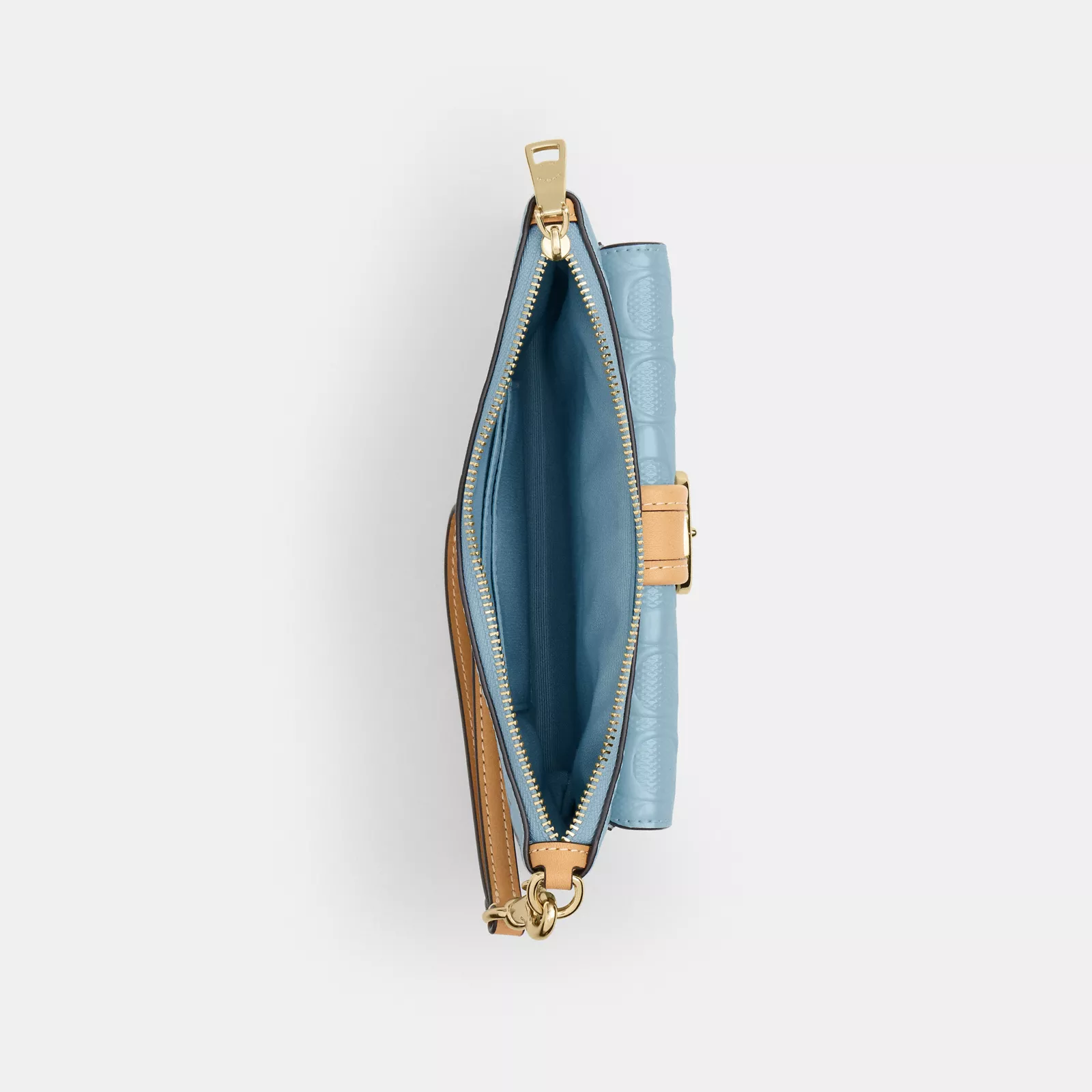 Ashton Wristlet In Signature Leather - Gold/Light Blue - view 4