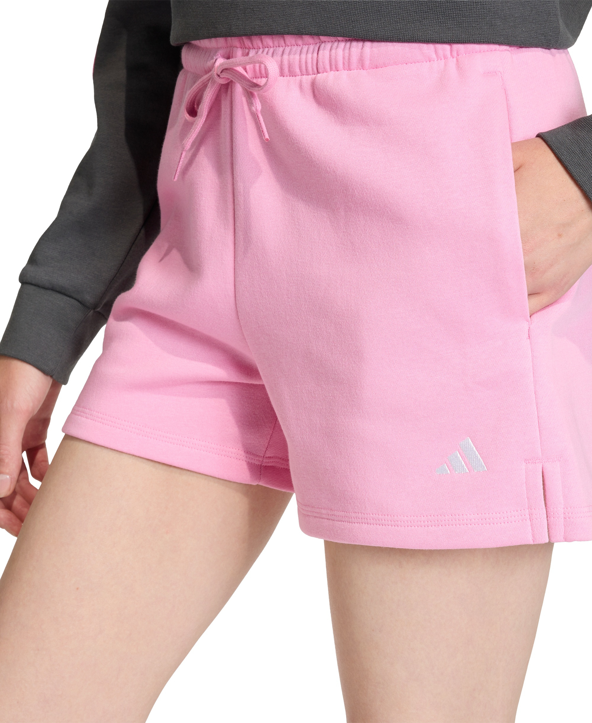 adidas Women's Essentials Small Logo Fleece Shorts - St Tropic Bloom