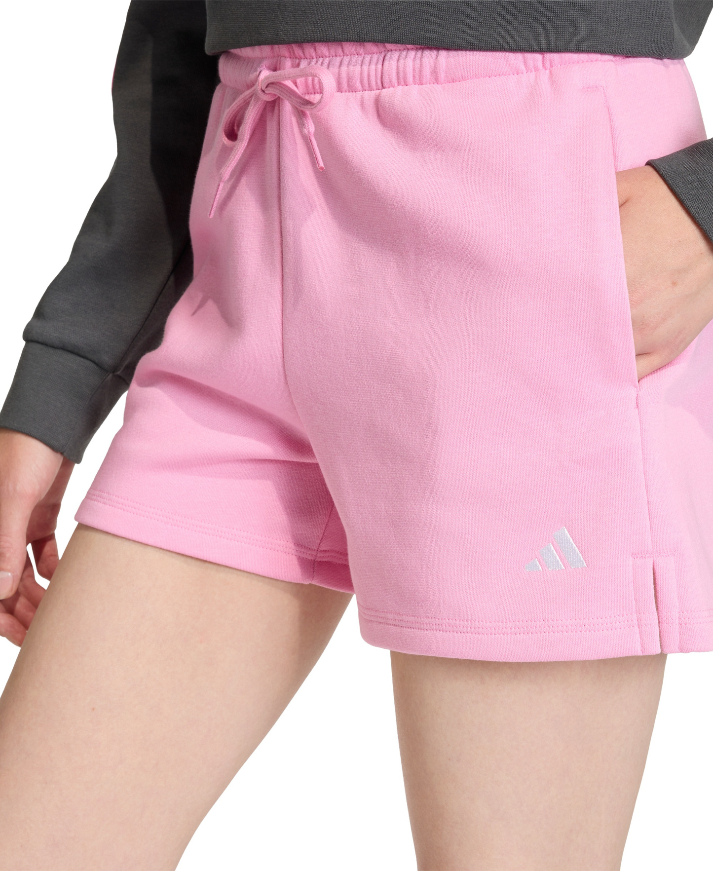 adidas Women's Essentials Small Logo Fleece Shorts - St Tropic Bloom