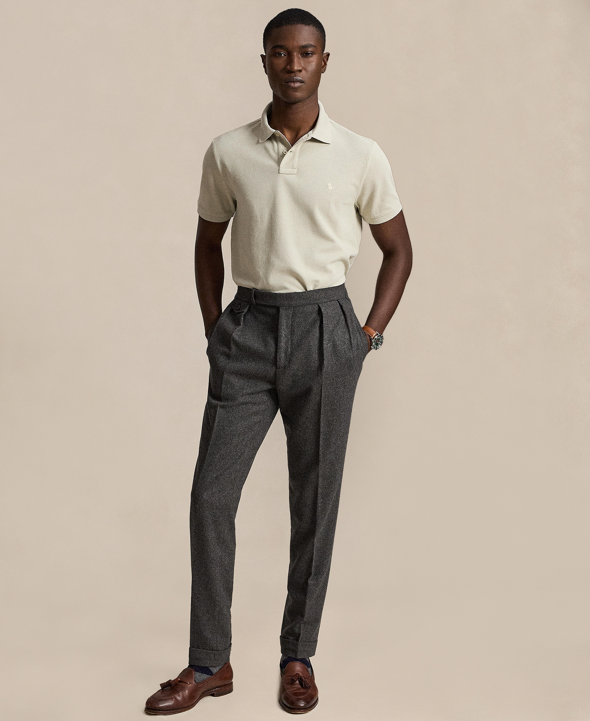 Polo Ralph Lauren Men's Custom Slim-Fit Mesh Polo Shirt - Classic Stone/C8125
