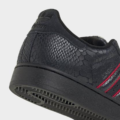 Men's adidas Originals Superstar II Casual Shoes - Part 1 - Core Black/Team Victory Red/Utility Black - Detail shot