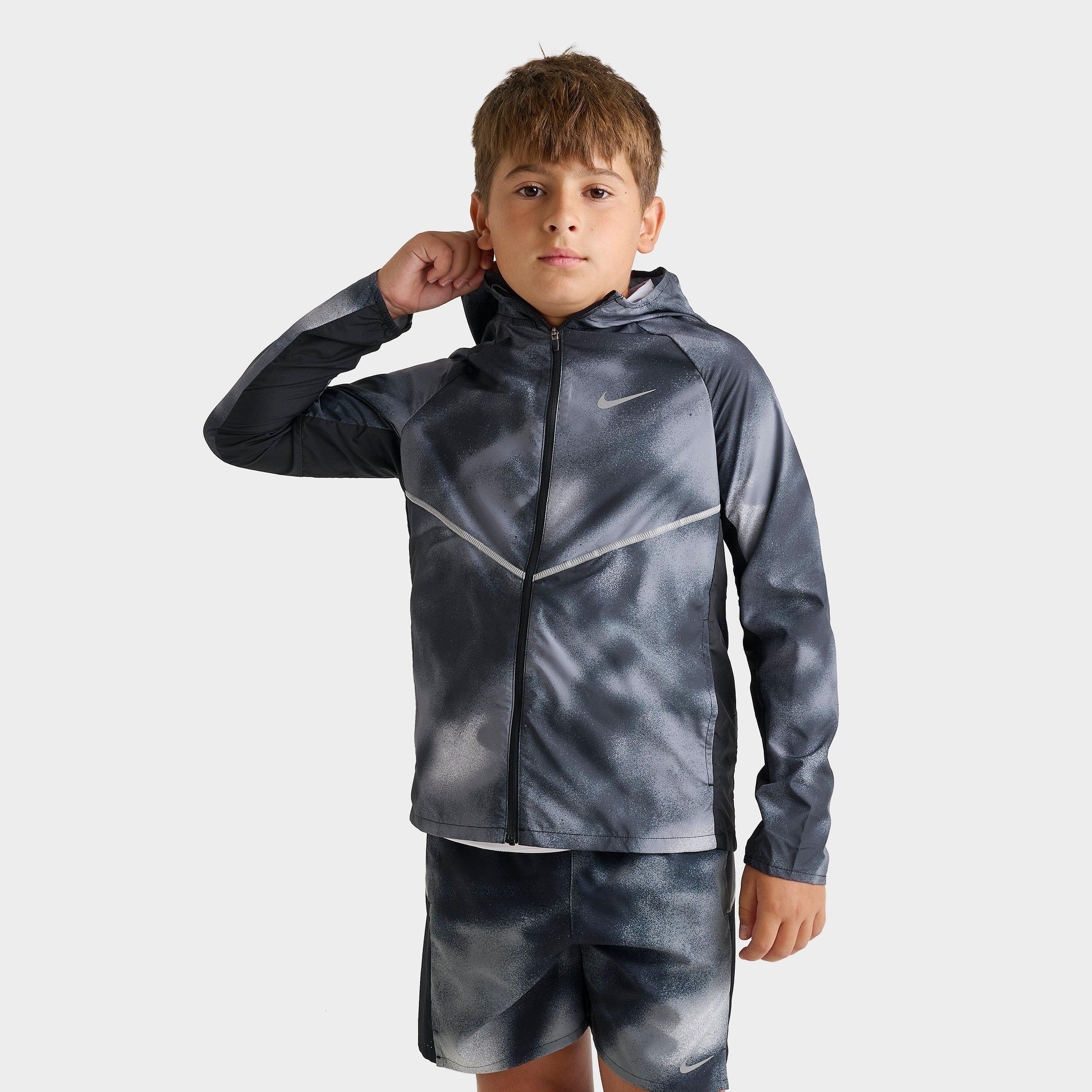 Big Kids' Nithtke Miler Full-Zip Training Jacket - Black/Reflective Silver (IR1880-010)