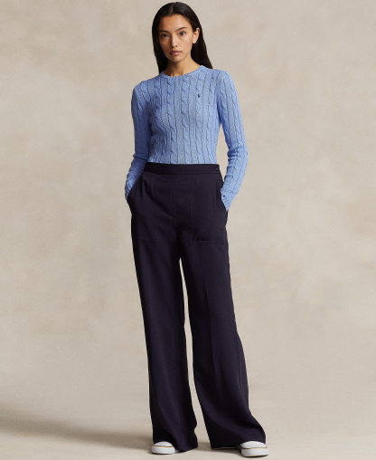 Polo Ralph Lauren Women's Cable-Knit Cotton Crewneck Sweater - New Litchfield Blue