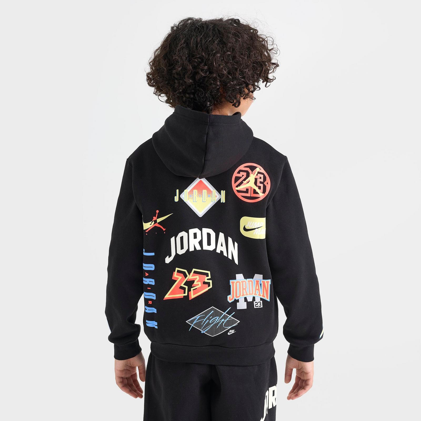 Boys' Big Kids' Jordan MVP Dynasty Patch Fleece Pullover Hoodie - Black - view 4