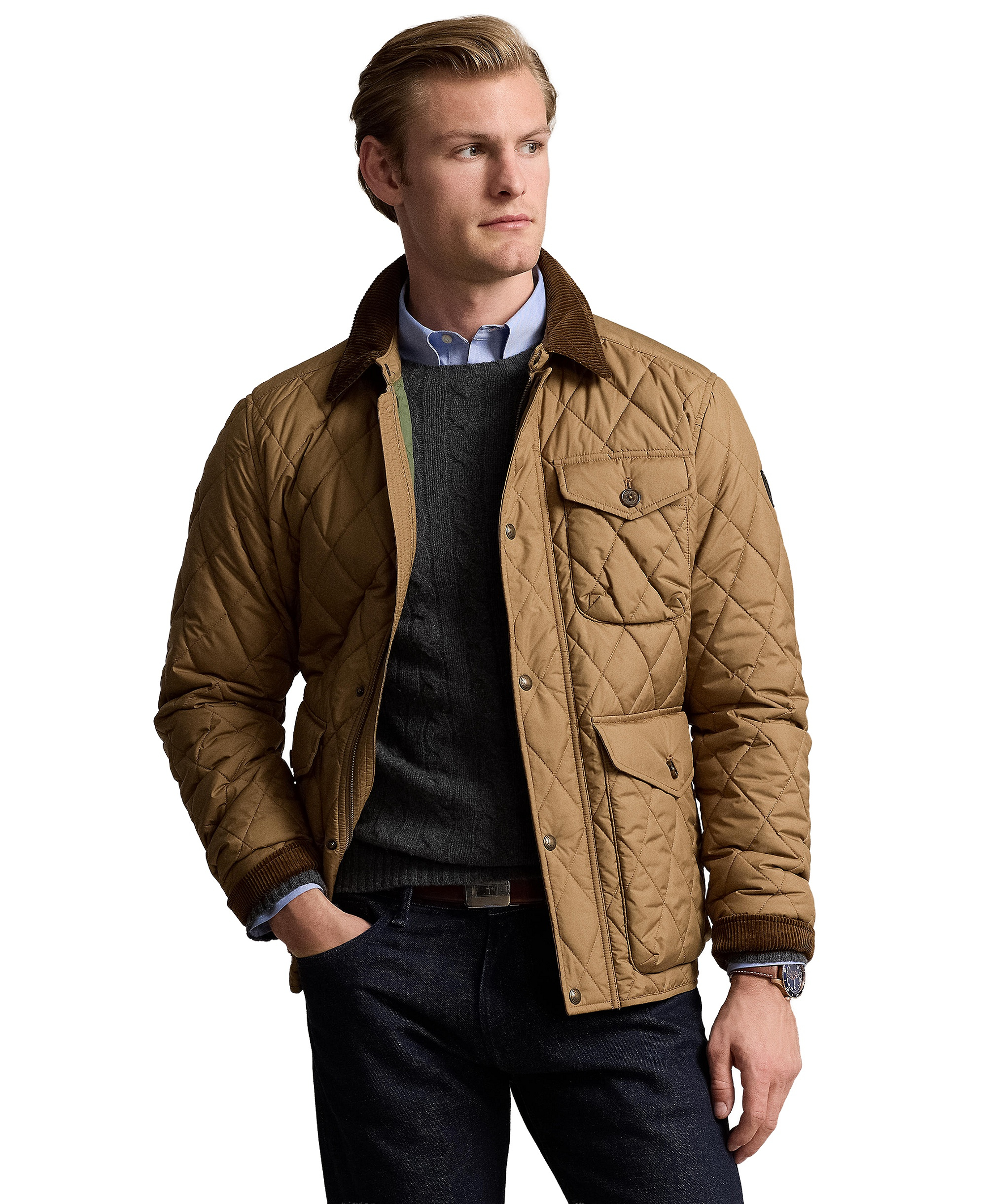 Polo Ralph Lauren Men's Beaton Quilted Water-Repellent Full-Zip Jacket - Honey Brown