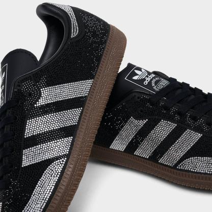Women's adidas Originals Samba OG Rhinestone Casual Shoes - Core Black/Core Black/White - Detail shot