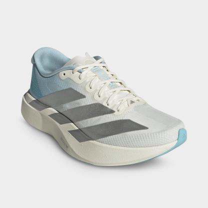 Women's adidas Adizero EVO SL Woven Running Shoes - Part 1 - Off White/Silver Metallic/Icey Blue - Both shoes facing left