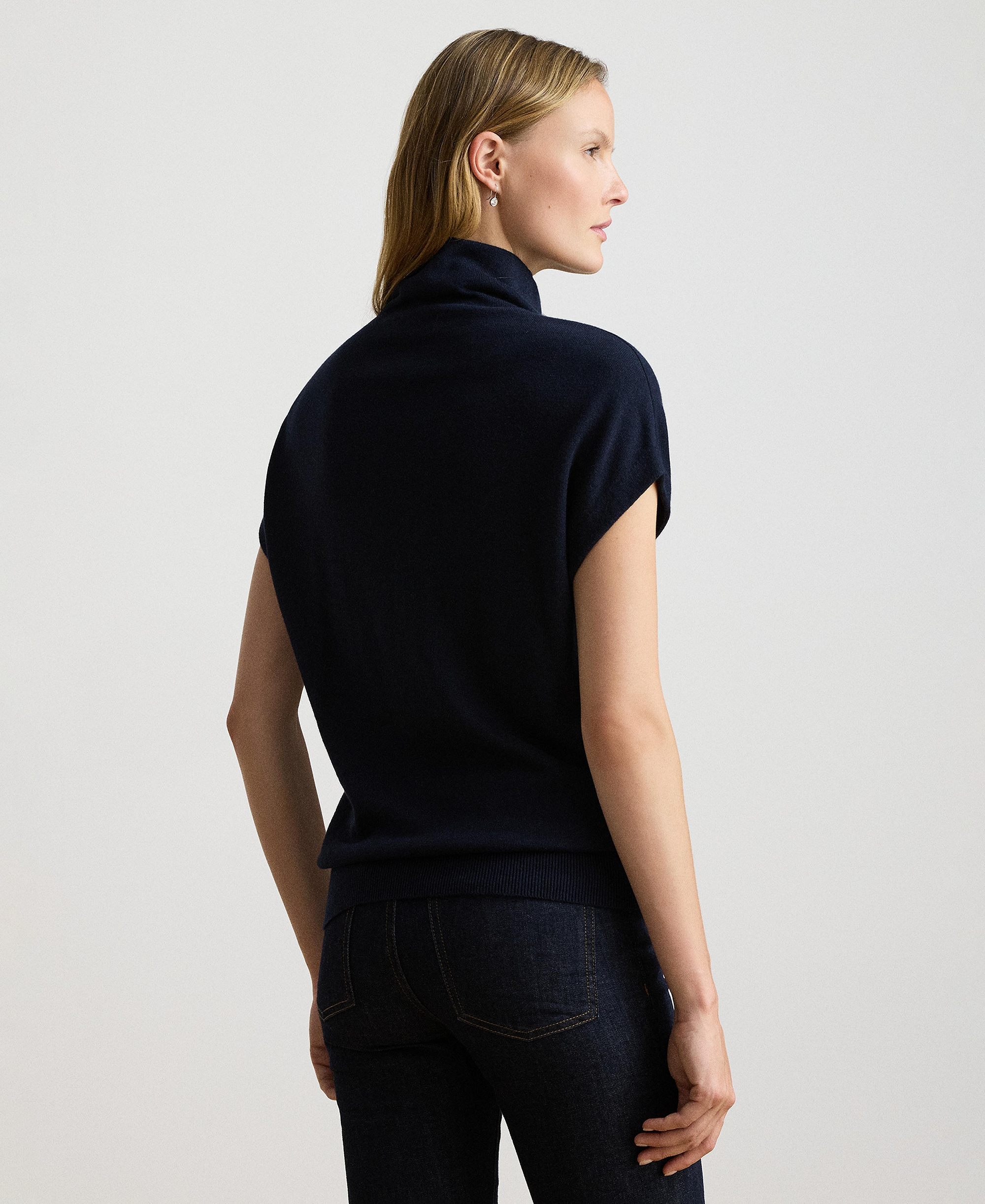 Lauren Ralph Lauren Women's Mock-Neck Cap-Sleeve Sweater - Lauren Navy