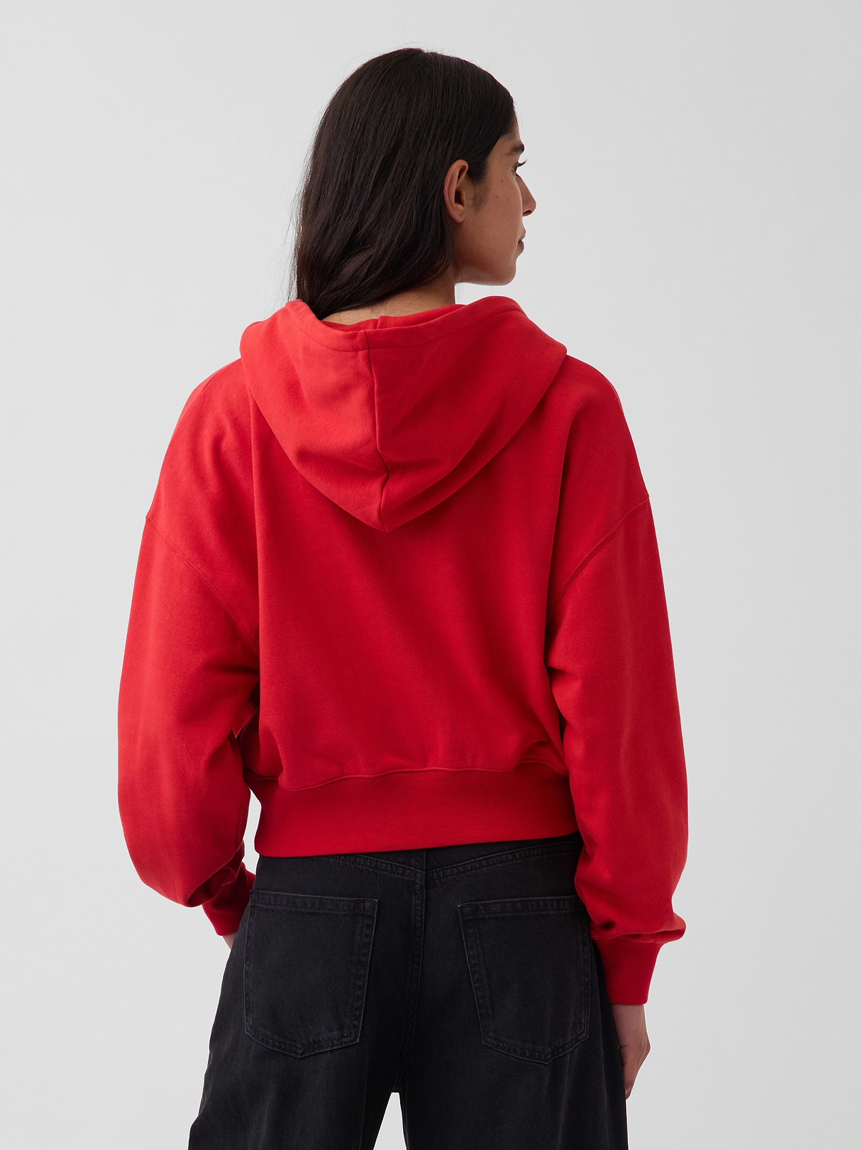 VintageSoft Terry Oversized Wedge Zip Hoodie - Red