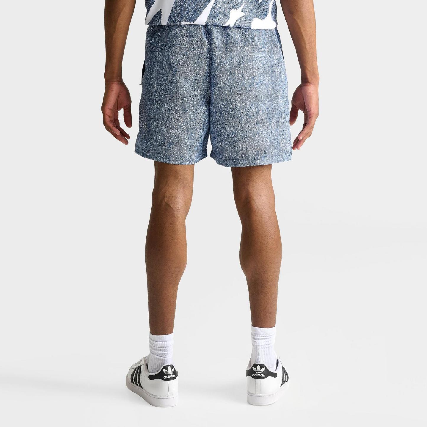 Men's adidas Denim Graphic Shorts - White/Dark Blue - view 4