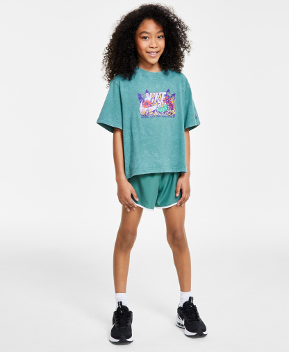 Nike Big Girls Sportswear T-Shirt, Dri-Fit Tempo Running Shorts & Court Legacy Casual Sneakers from Finish Line - Game Royal