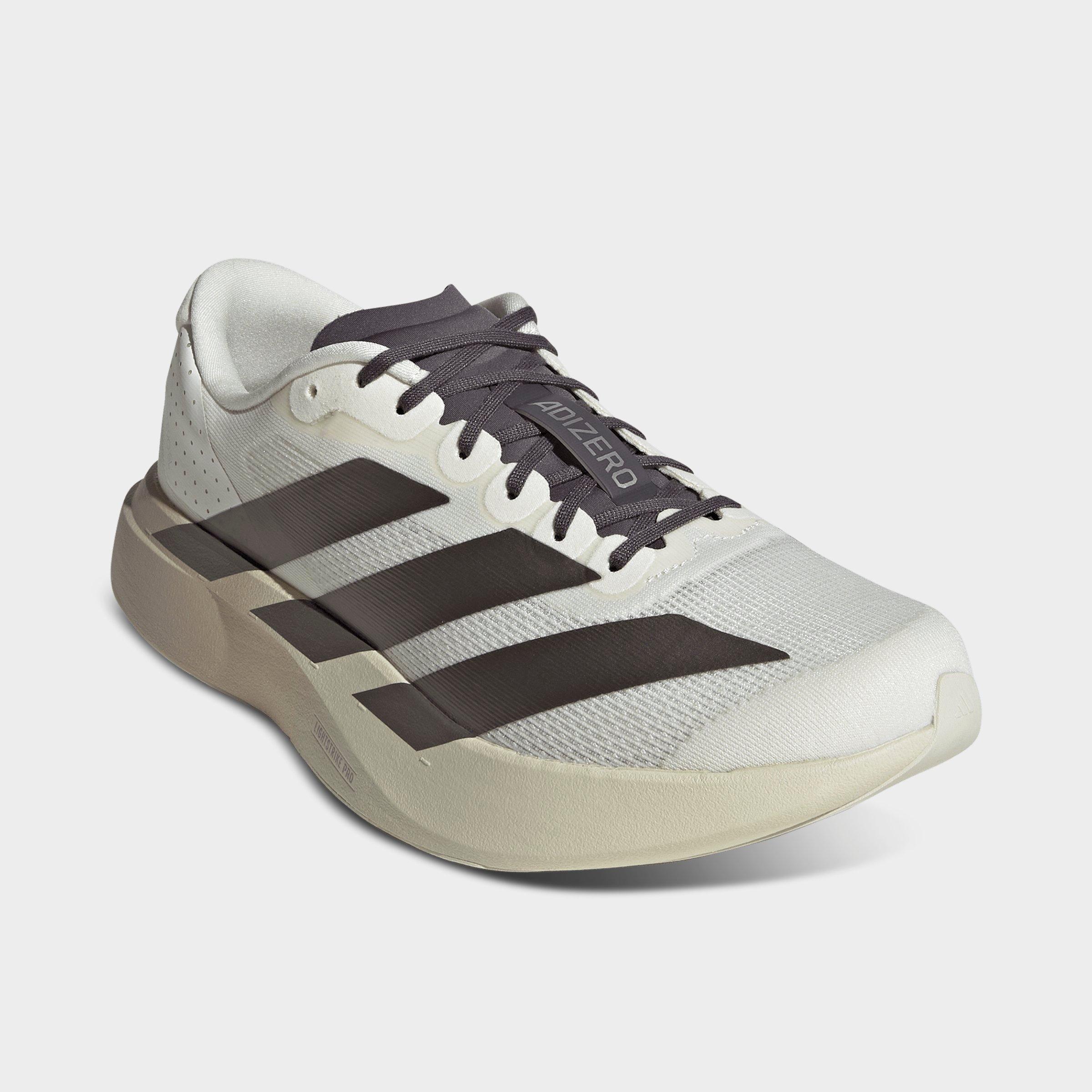 Men's adidas Adizero EVO SL Running Shoes - Part 1 - Off White/Aurora Coffee Metallic/Matte Silver - Both shoes facing left