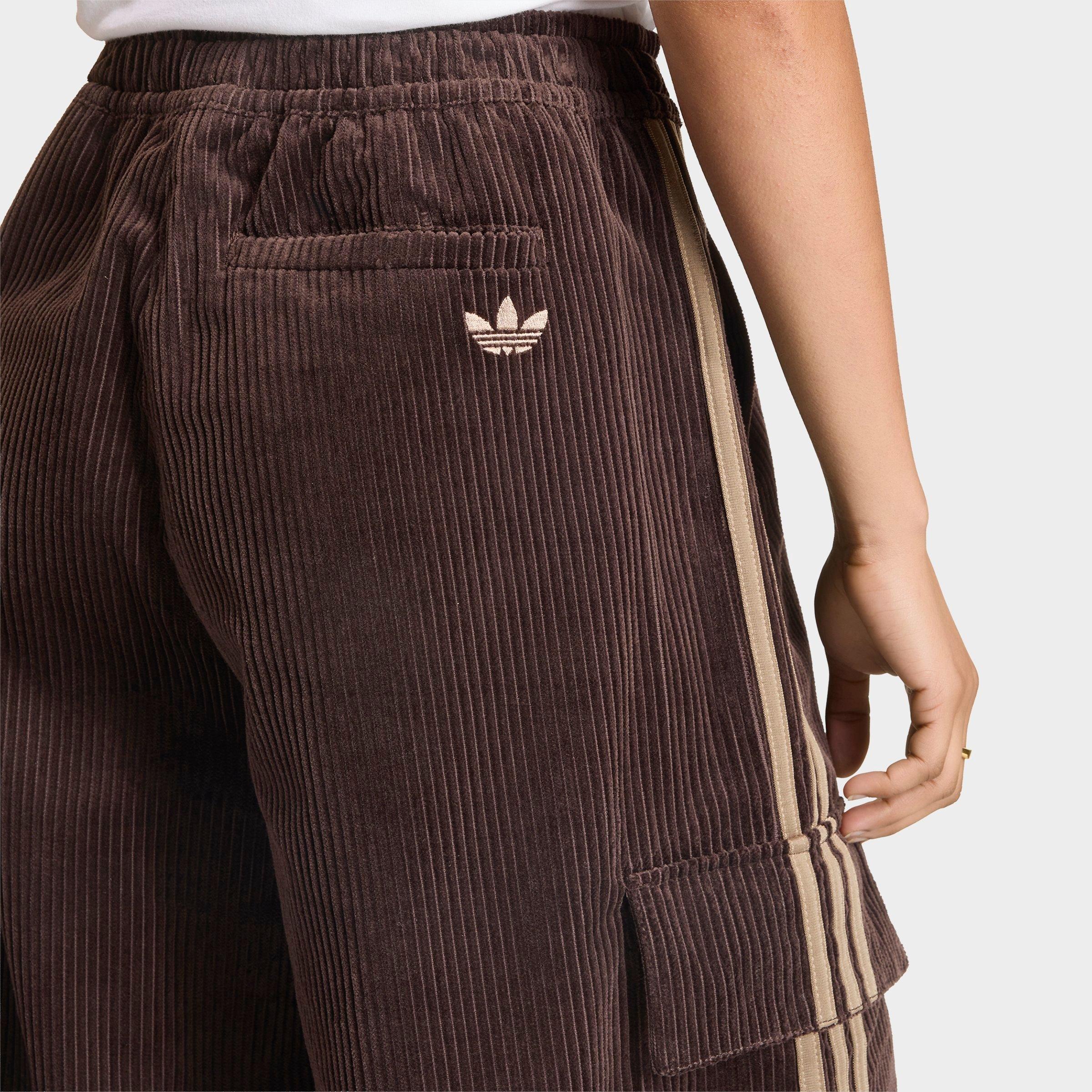 Women's adidas Originals Corduroy 3-Stripes Cargo Pants - Aurora Coffee/Khaki Six