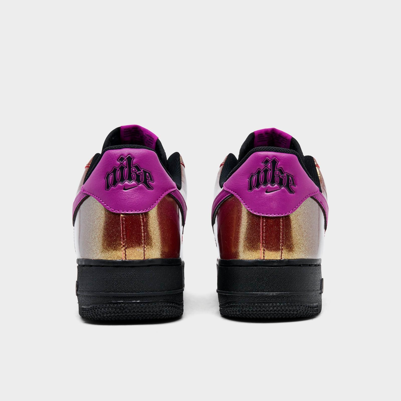 Men's Nike Air Force 1 '07 LV8 SE Glam Rock Casual Shoes - Black/Gold/Bold Berry