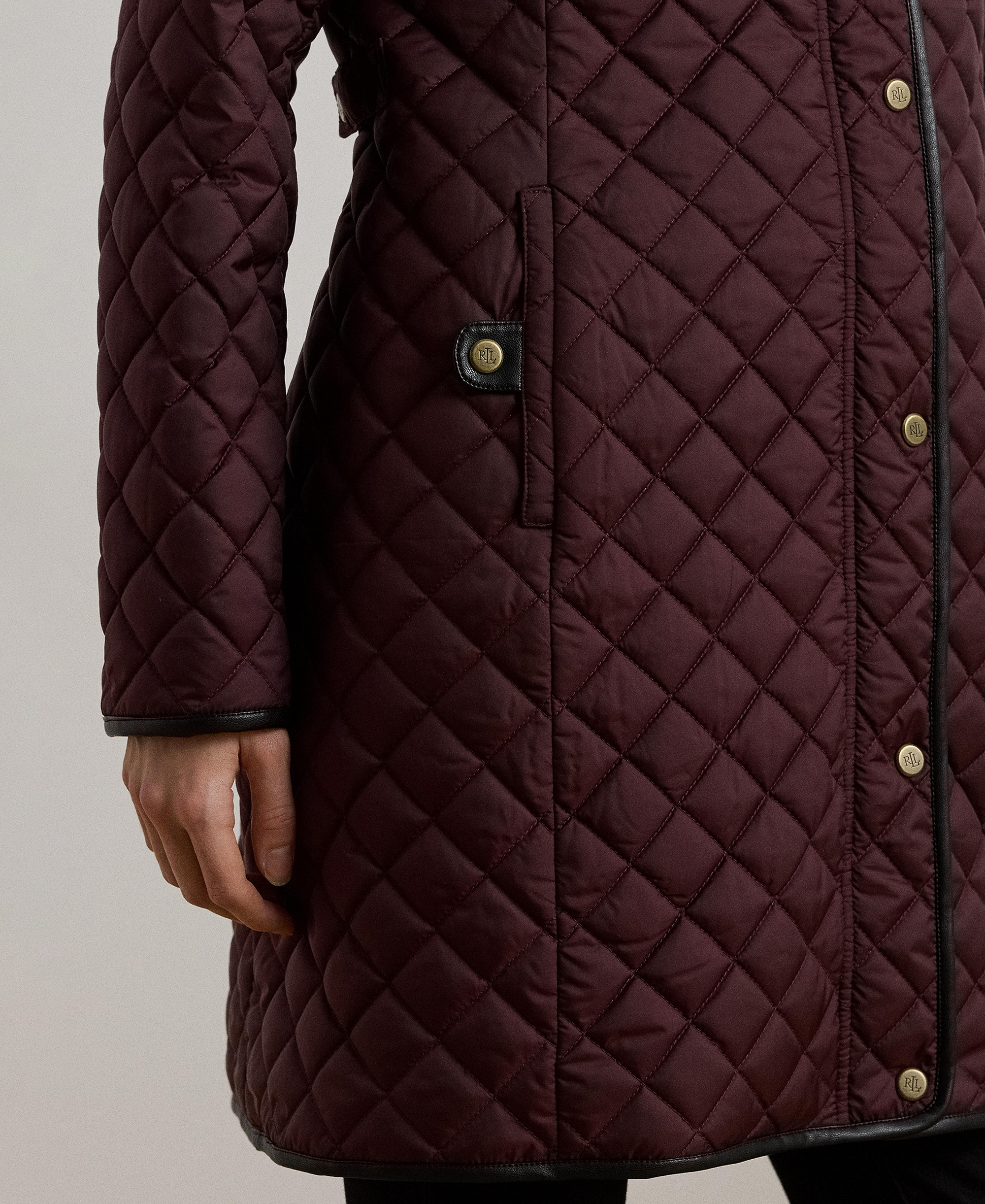 Lauren Ralph Lauren Women's Hooded Quilted Coat - Dark Garnet