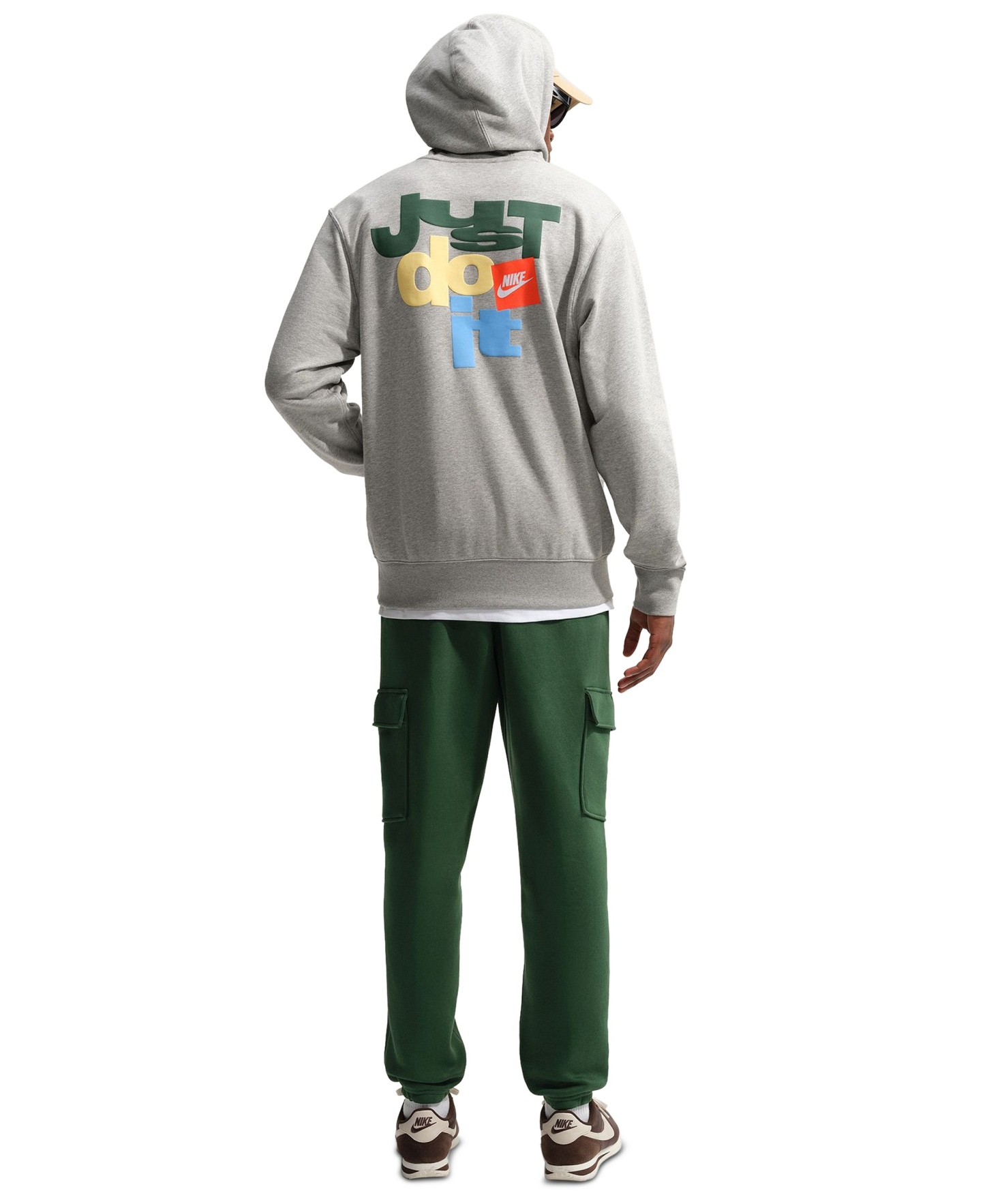 Nike Men's Club Fleece Cargo Regular-Fit Pants - Fir/White