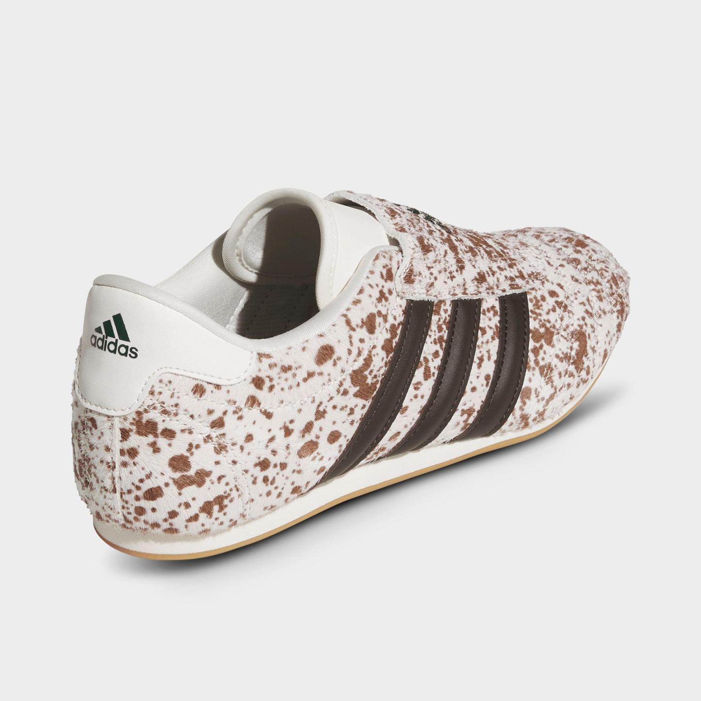 Women's adidas Originals Taekwondo Cow Print Casual Shoes - Off White/Dark Brown/Gum - Back view