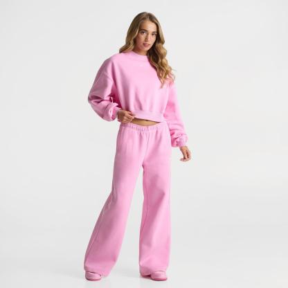 Women's Nithtke Studio Fleece Medium Weight Oversized Cropped Crewneck Sweatshirt - Pink Rise