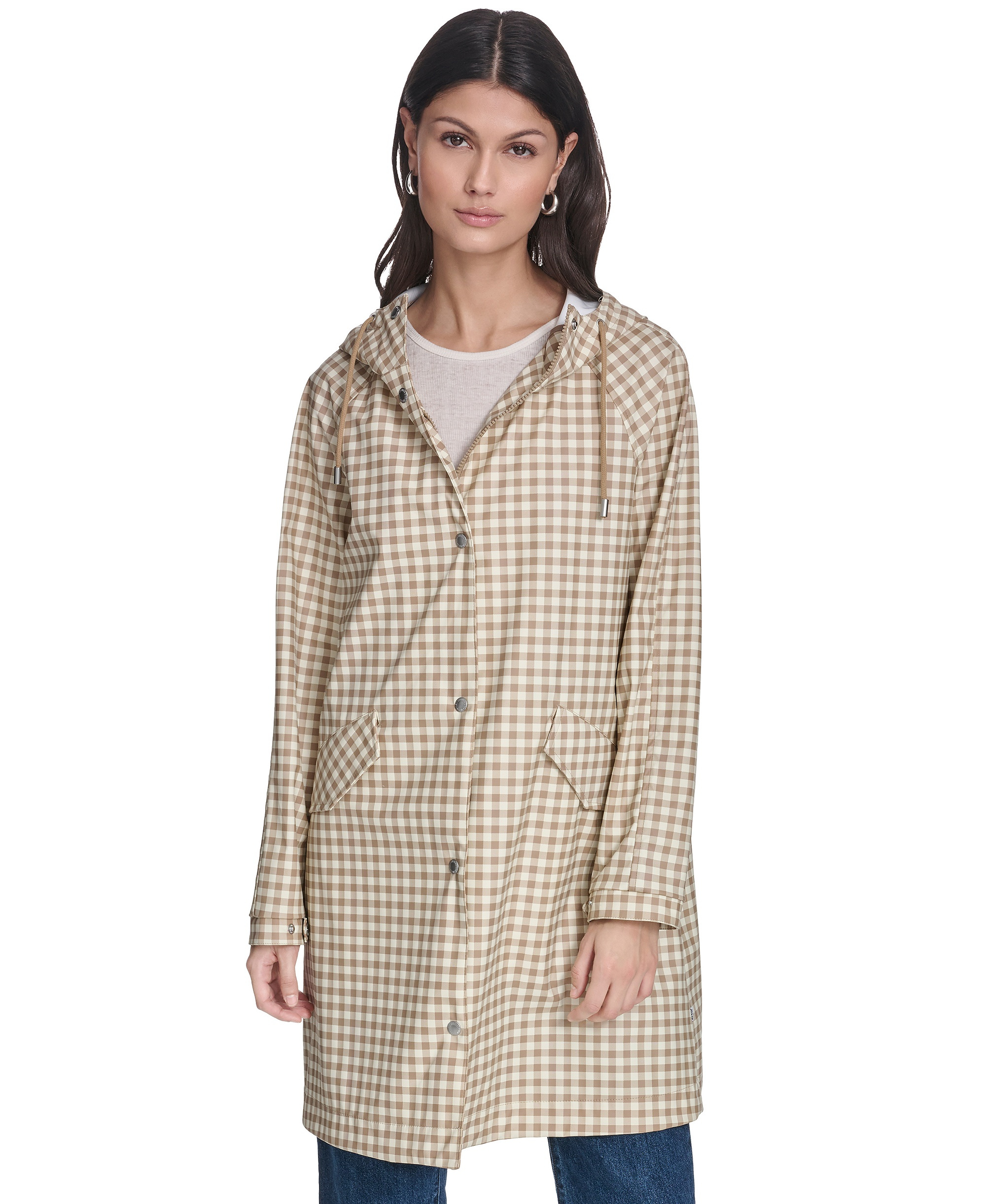 Levi's Women's Raglan Sleeve Rain Jacket - Brn Check