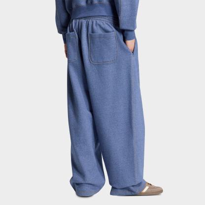 Men's adidas Originals Trefoil Essentials Melange Baggy Sweatpants - Crew Blue Melange