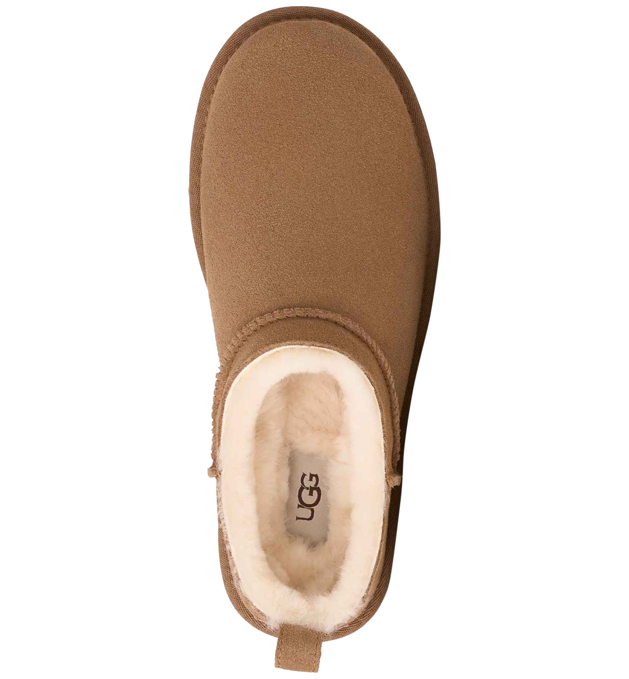 UGG® Women's Classic Micro Pull Tab Round Toe Booties - Chestnut