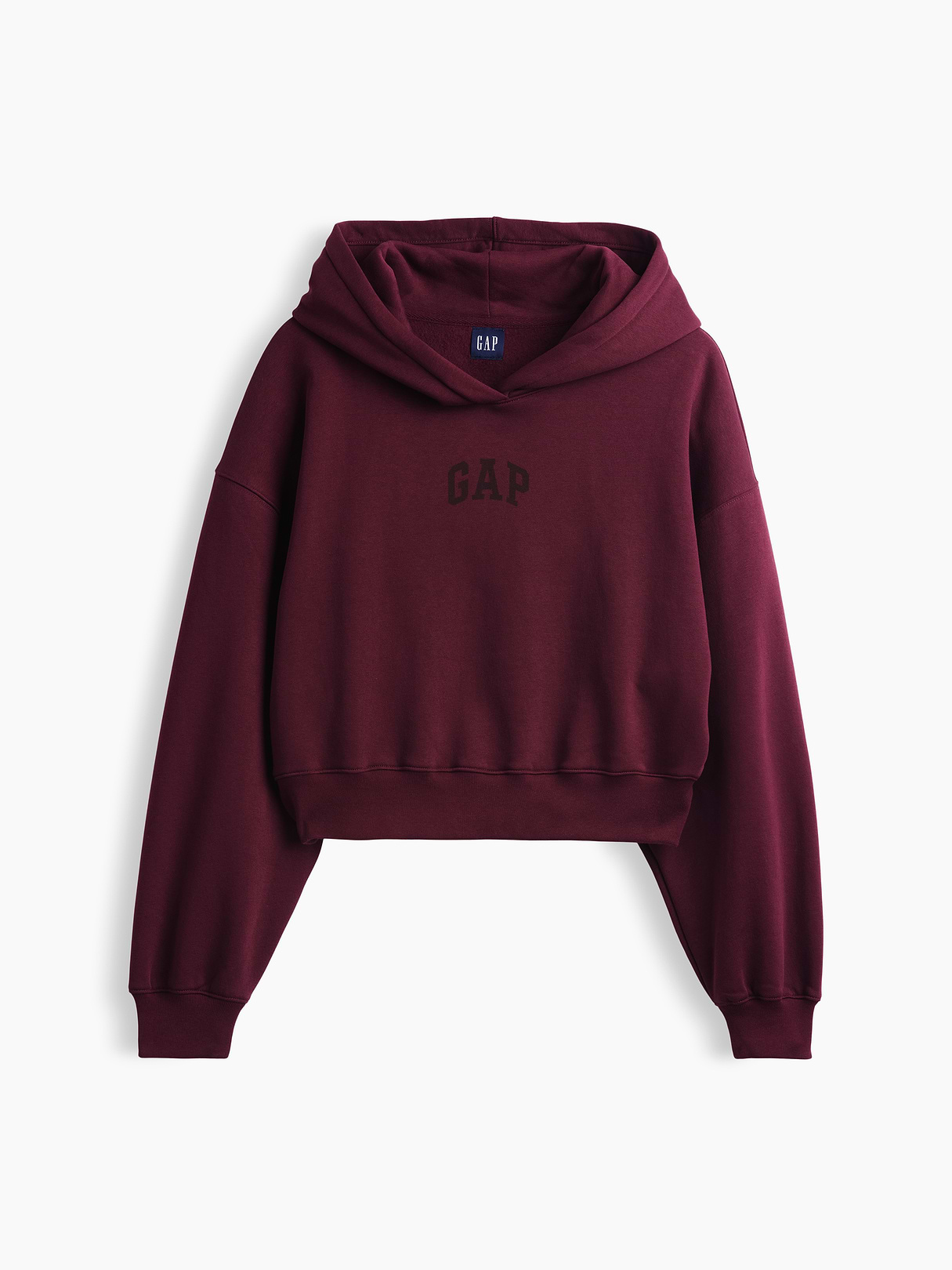 VintageSoft Crop Logo Hoodie - Purple burgundy