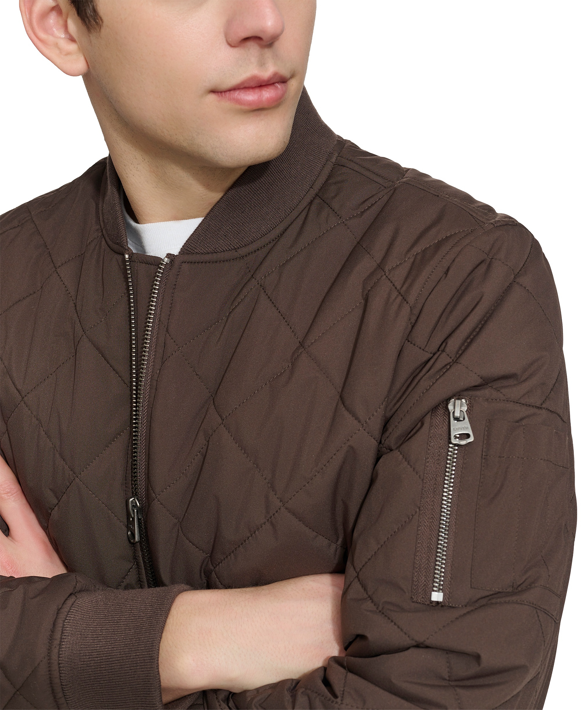 Levi's Men's Quilted Fashion Bomber Jacket - Chocolate Brown