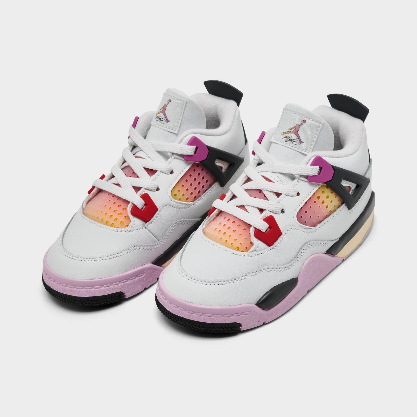 Kids' Toddler Air Jordan Retro 4 Basketball Shoes - Off White/Anthracite/Fire Pink - view 2
