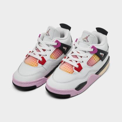 Kids' Toddler Air Jordan Retro 4 Basketball Shoes - Off White/Anthracite/Fire Pink - view 2