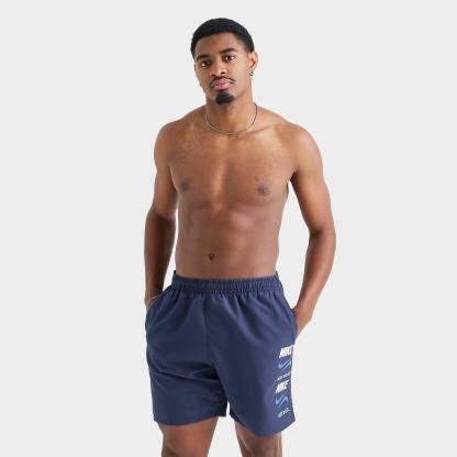 Men's Nithtke Swim Stack Logo Volley Shorts - Midnight Navy