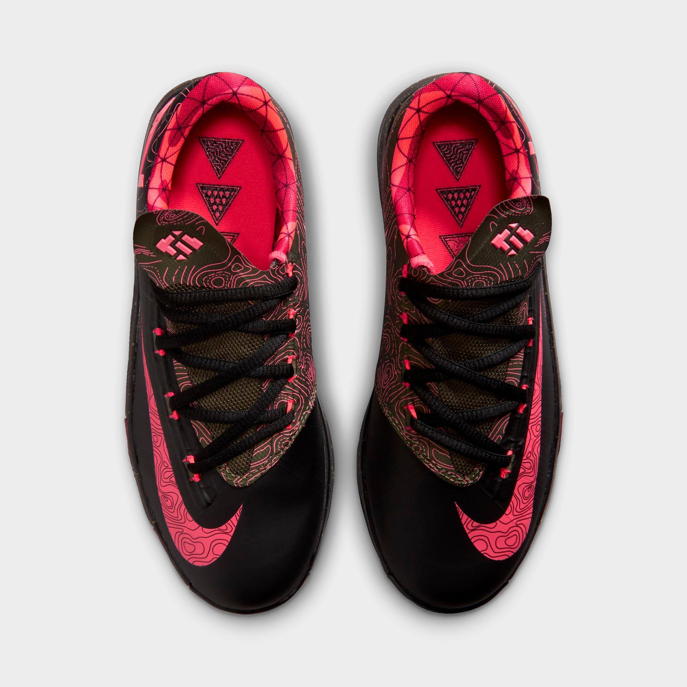 Big Kids' Nithtke KD 6 Basketball Shoes - Black/Atomic Red/Medium Olive/Noble Red - Top view