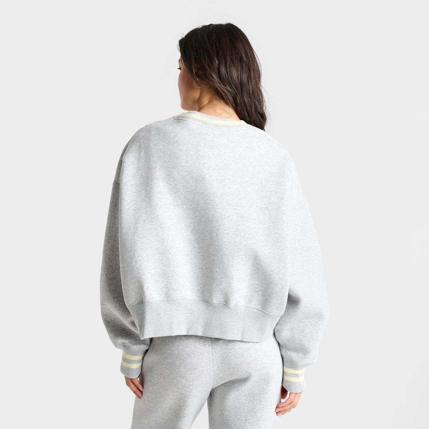 Women's Nike Phoenix Oversized Crewneck Sweatshirt - Pure Platinum/Heather/Midnight Navy