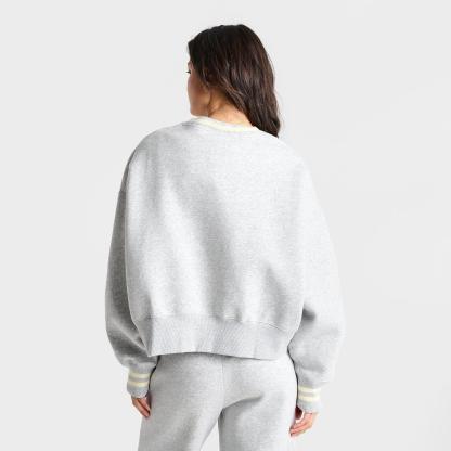 Women's Nike Phoenix Oversized Crewneck Sweatshirt - Pure Platinum/Heather/Midnight Navy